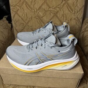 Asics Gel-Nimbus 26 Men's 9.5 Gray Gold White Athletic Running Shoes Sneakers